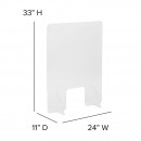 Flash Furniture BR-ASLF-3324-GG Clear Acrylic Freestanding Register Shield / Sneeze Guard 24"W x 33"H addl-3
