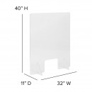 Flash Furniture BR-ASLF-3240-GG Clear Acrylic Freestanding Register Shield / Sneeze Guard 32"W x 40"H addl-3