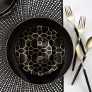 Luxe Party Black Gold Geo Round Plastic Appetizer Plate 7.25"  - 10 pcs addl-2