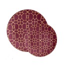Luxe Party Cranberry Gold Geo Round Plastic Appetizer Plate 7.25" - 10 pcs addl-2