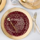 Luxe Party Cranberry Gold Geo Round Plastic Appetizer Plate 7.25" - 10 pcs addl-1