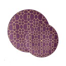 Luxe Party Purple Gold Geo Round Plastic Appetizer Plate 7.25"  - 10 pcs addl-1