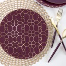 Luxe Party Purple Gold Geo Round Plastic Appetizer Plate 7.25" - 10 pcs addl-2