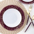 Luxe Party Purple Gold Geo Round Plastic Appetizer Plate 7.25" - 10 pcs addl-3