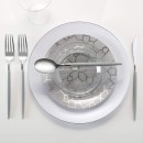 Luxe Party Gray  Silver Geo Round Plastic Appetizer Plate 7.25"  - 10 pcs addl-2