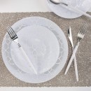 Luxe Party White Silver Geo Round Plastic Appetizer Plate 7.25" - 10 pcs addl-1