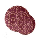 Luxe Party Cranberry Gold Geo Round Plastic Dinner Plate 10.25" - 10 pcs addl-1