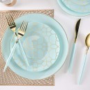 Luxe Party Mint Gold Geo Round Plastic Dinner Plate 10.25" - 10 pcs addl-1