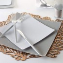 Luxe Party Gray Silver Rim Square Plastic Appetizer Plate 8" - 10 pcs addl-2