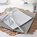 Luxe Party White Silver Rim Square Plastic Appetizer Plate 8" - 10 pcs addl-2