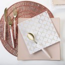 Luxe Party White Gold Pattern Square Plastic Appetizer Plate 8" - 10 pcs addl-3