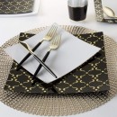Luxe Party Black Gold Pattern Square Plastic Dinner Plate 10.5" - 10 pcs addl-2
