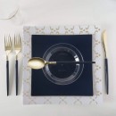 Luxe Party White Gold Pattern Square Plastic Dinner Plate 10.5" - 10 pcs addl-1