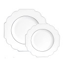 Luxe Party White Silver Scalloped Rim Plastic Appetizer Plate 8" - 10 pcs addl-1