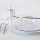 Luxe Party White Silver Scalloped Rim Plastic Appetizer Plate 8" - 10 pcs addl-2