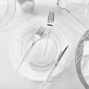 Luxe Party Clear Silver Scalloped Rim Plastic Dinner Plate 10.7"- 10 pcs addl-1