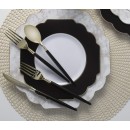 Luxe Party Black Gold Scalloped Rim White Plastic Plate 8"-  10 pcs addl-4