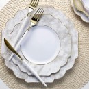 Luxe Party Marble Gold Scalloped Rim White Plastic Appetizer Plate 8"- 10 pcs addl-2