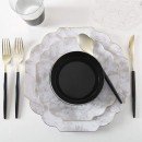 Luxe Party Marble Gold Scalloped Rim White Plastic Appetizer Plate 8"-  10 pcs addl-3