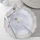 Luxe Party Silver Scalloped Rim White Plastic Appetizer Plate 8"- 10 pcs addl-1