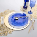 Luxe Party Clear Bartenura Blue Gold Rim Round Plastic Appetizer Plate   7.25" - 10 pcs addl-1