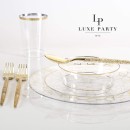 Luxe Party Clear Gold Rim Round Plastic Appetizer Plate 7.25" - 10 pcs addl-1