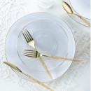 Luxe Party Clear Gold Rim Round Plastic Appetizer Plate 7.25" - 10 pcs addl-3