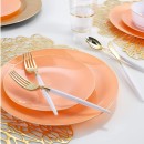 Luxe Party Coral Gold Rim Round Plastic Appetizer Plate 7.25"- 10 pcs addl-1