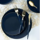 Luxe Party Navy Gold Rim Round Plastic Appetizer Plate 7.25" - 10 pcs addl-1