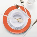 Luxe Party Orange Gold Rim Round Plastic Appetizer Plate 7.25" - 10 pcs addl-1