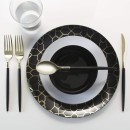 Luxe Party White Gold Rim Round Plastic Appetizer Plate 7.25" - 10 pcs addl-1