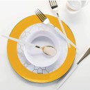 Luxe Party Yellow Gold Rim Round Plastic Appetizer Plate 7.25" - 10 pcs addl-1