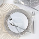 Luxe Party White Silver Rim Round Plastic Appetizer Plate 7.25" - 10 pcs addl-1