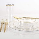 Luxe Party Clear Gold Rim Round Plastic Dinner Plate 10.25" - 10 pcs addl-2