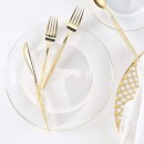 Luxe Party Clear Gold Rim Round Plastic Dinner Plate 10.25" - 10 pcs addl-3