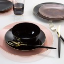Luxe Party Semi Transparent Rose Gold Rim Round Plastic Dinner Plate 10.25" - 10 pcs addl-1