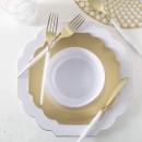 Luxe Party White Gold Rim Round Plastic Bowl 14 oz.- 10 pcs addl-1