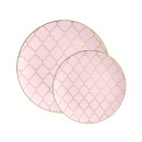 Luxe Party Blush with Gold Lattice Pattern Plastic Appetizer Plate 7.25" - 10 pcs addl-1