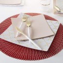 Luxe Party Square Blush with Gold Trim Plastic Appetizer Plate 8" - 10 pcs addl-1
