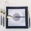 Luxe Party Square Navy with Gold Trim Plastic Appetizer Plate 8" - 10 pcs addl-2