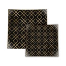 Luxe Party Square Black Gold Art Deco Pattern Appetizer Plate 8" - 10 pcs addl-2