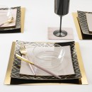Luxe Party Square Black Gold Art Deco Pattern Appetizer Plate 8" - 10 pcs addl-1