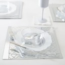 Luxe Party Square Clear Silver Art Deco Pattern Appetizer Plate 8" - 10 pcs addl-2