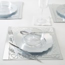 Luxe Party Square Clear Silver Art Deco Pattern Appetizer Plate 8" - 10 pcs addl-3