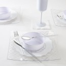 Luxe Party Square White Silver Art Deco Pattern Appetizer Plate 8" - 10 pcs addl-2