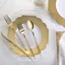Luxe Party Round Clear Gold Scalloped Rim Plastic Appetizer Plate 8" - 10 pcs addl-1