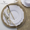 Luxe Party Round White Gold Scalloped Rim Plastic Dinner Plate 10.7" - 10 pcs addl-3