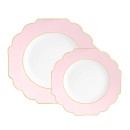 Luxe Party Round White Blush Gold Scalloped Rim Plastic Dinner Plate 10.7" - 10 pcs addl-2