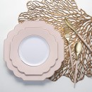 Luxe Party Round White Blush Gold Scalloped Rim Plastic Dinner Plate 10.7" - 10 pcs addl-1