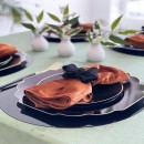 Luxe Party Round Clear Black Gold Scalloped Rim Plastic Dinner Plate 10.7" - 10 pcs addl-2